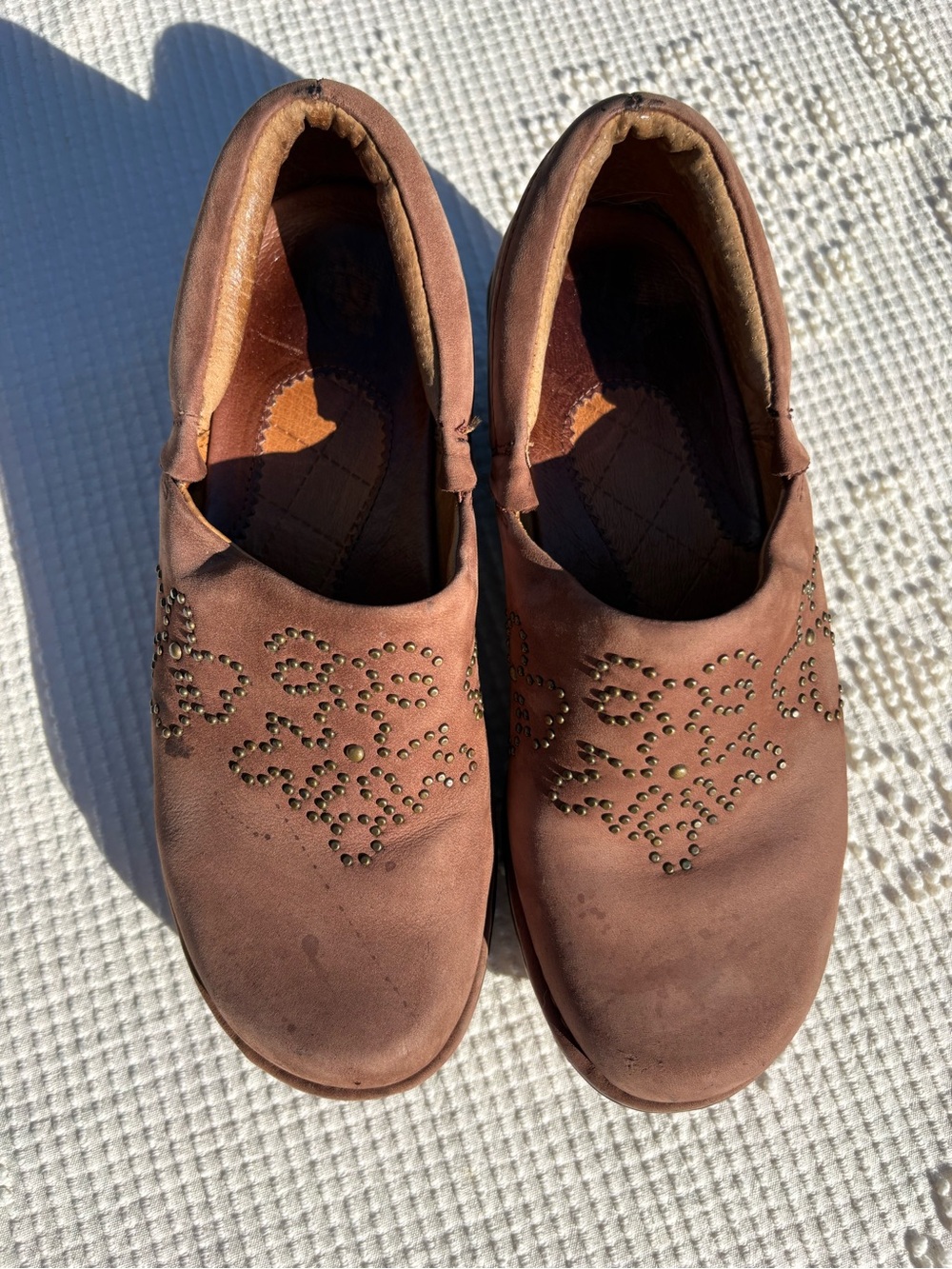 Ariat Strathmore Brown Leather Studded Clogs Western Boho Mules Women's Size 7B